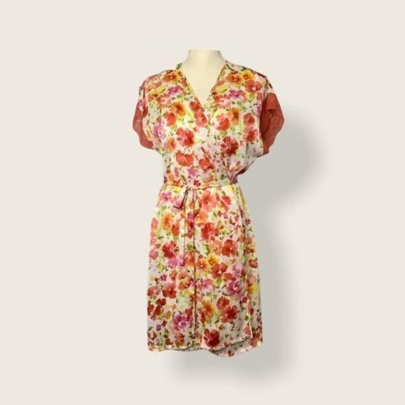 Vintage Y2K Oscar de la Renta Pink Label Chiffon Floral Robe XL